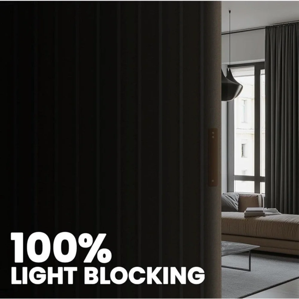 AJAZZ 100% Blackout Curtians For Sliding Glass Door Extra Wide Curtains For Pati
